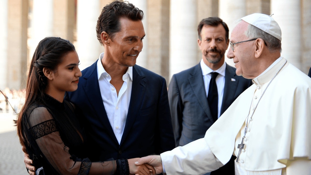 Matthew and Camila McConaughey Meet Pope Leo at the Vatican, Plus Jason Sudeikis and More
