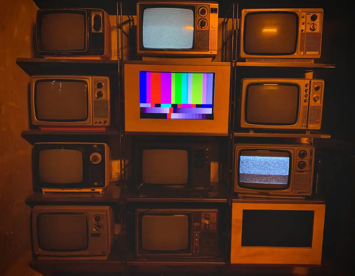 Retro television studio setting from the 1960s era