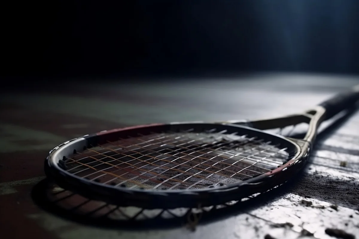 Anonymous hands holding a tennis racket on a well-maintained court